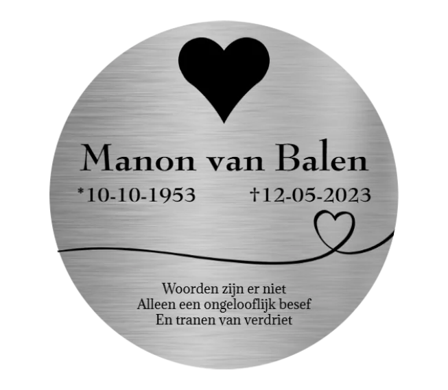 Gedenkplaat RVS Cirkel - Afbeelding 3