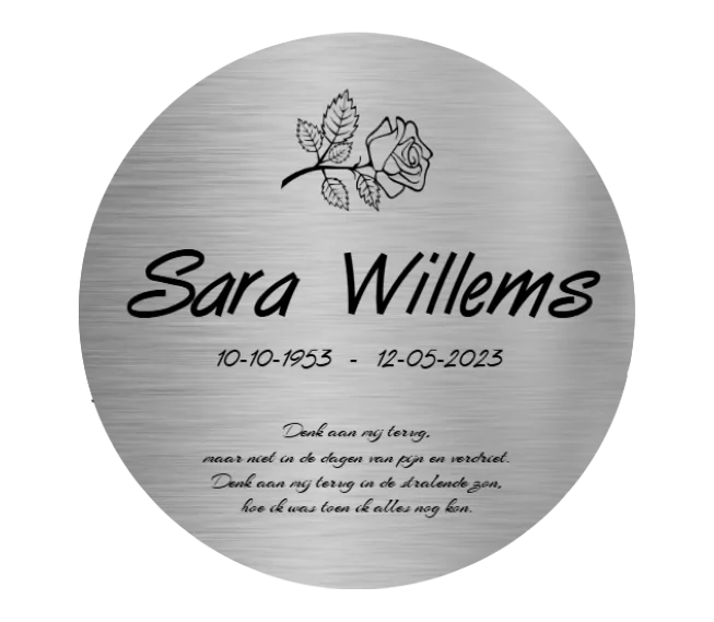 Gedenkplaat RVS Cirkel - Afbeelding 2