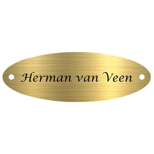 Naamplaat messing Ovaal