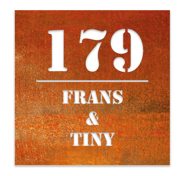 naambord cortenstaal vierkant