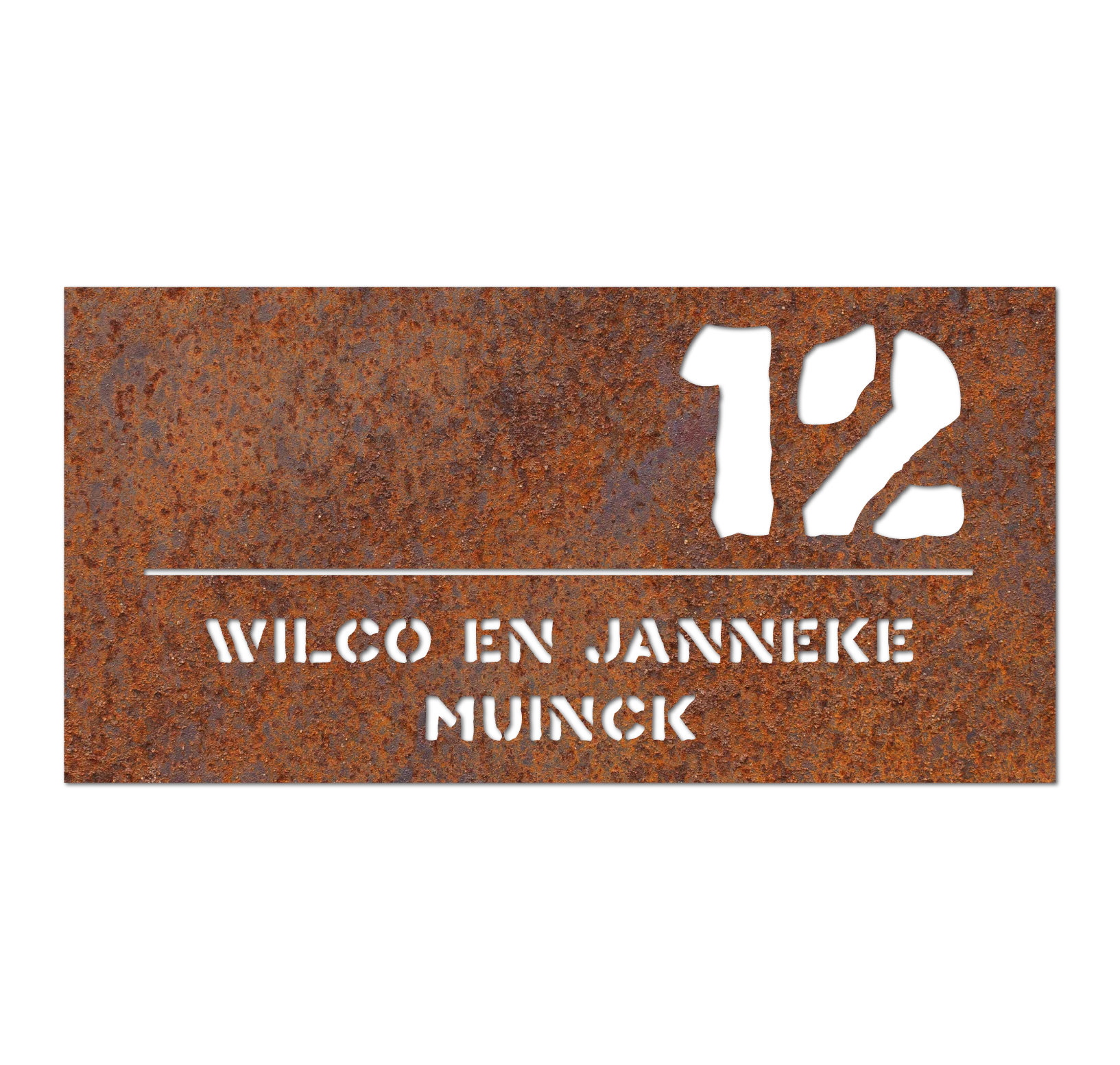 Cortenstaal naambord uitgesneden letters Bestel hem hier!