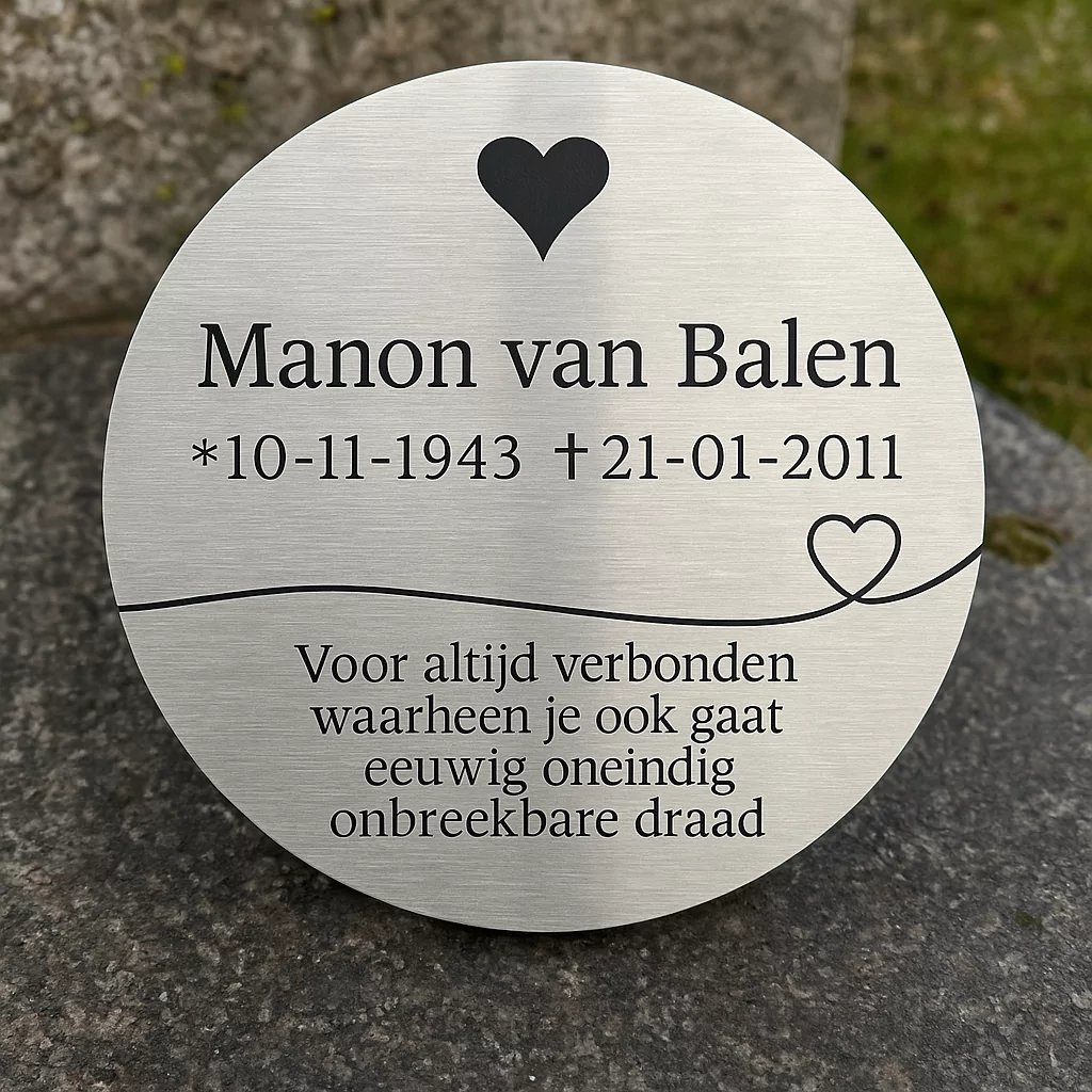 Gedenkplaat RVS Cirkel - Afbeelding 4