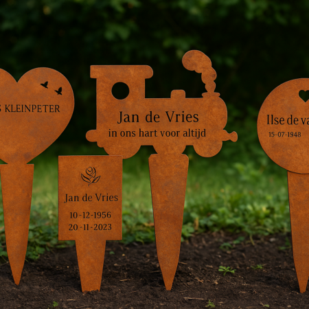 4 unieke cortenstalen gedenkplaten