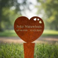 Gedenkplaat Cortenstaal Hart