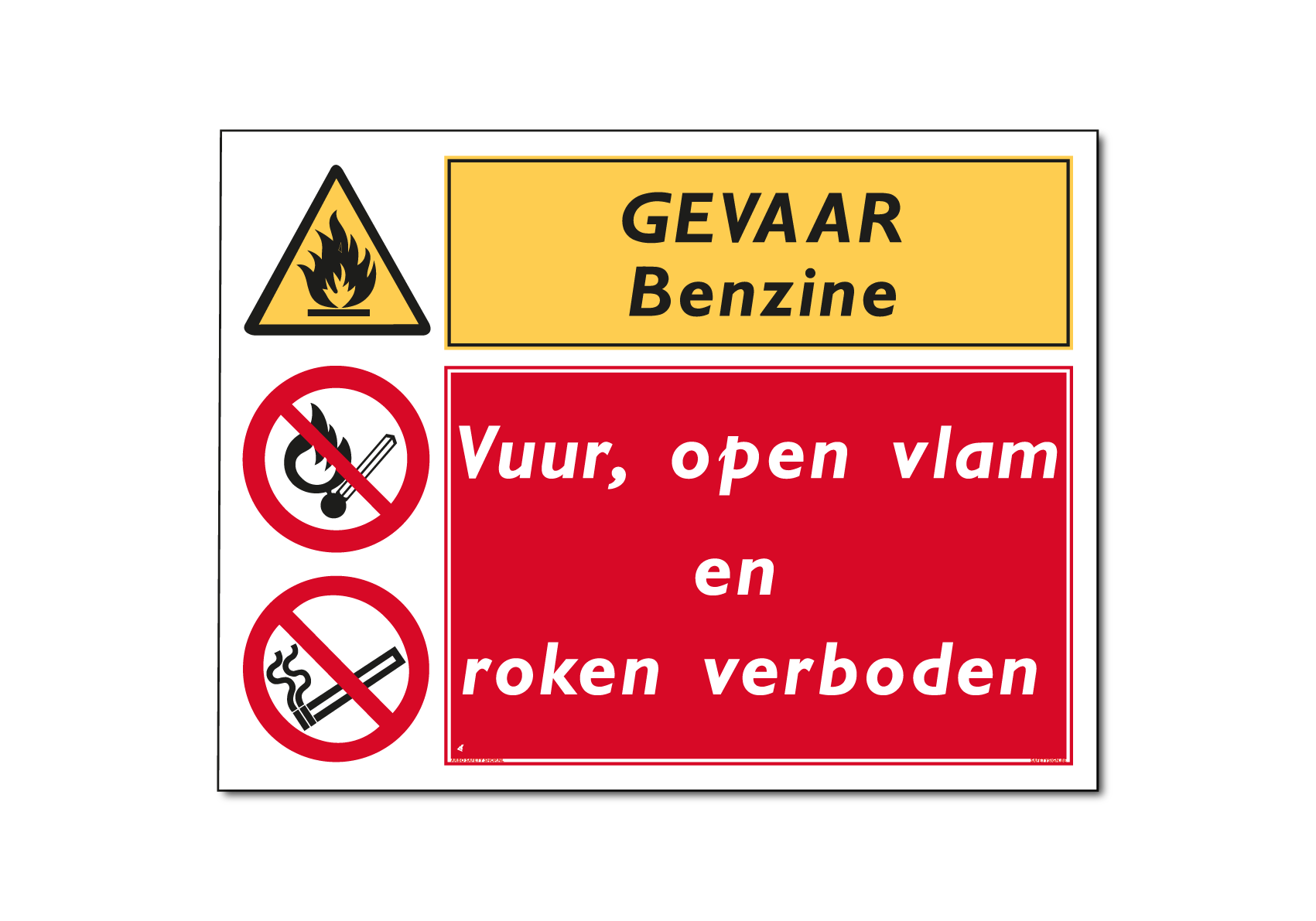 Gevaar Benzine Vuur, open vlam en roken verboden (DCO14)