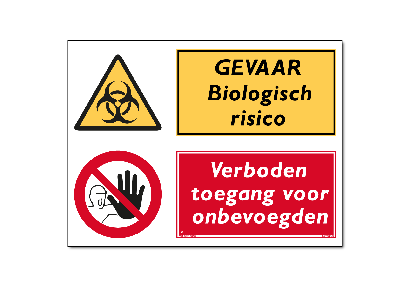 Gevaar Biologisch risico Verboden toegang voor onbevoegden (DCO31)