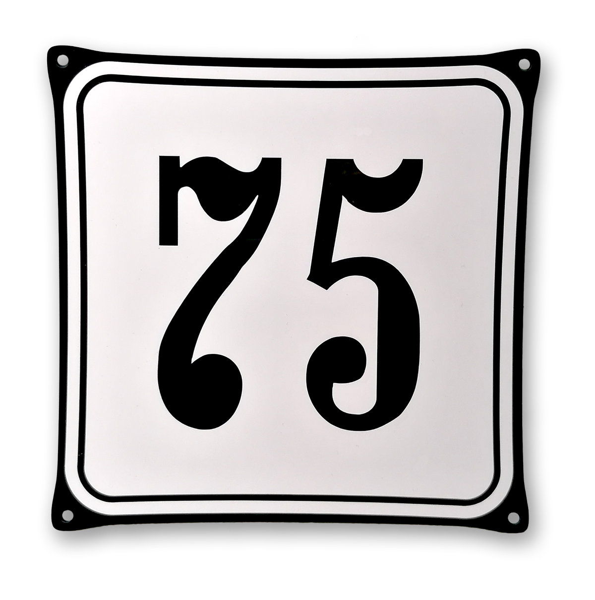 Klassiek huisnummerbordje Emaille look – 200×200 mm. (art. 542)